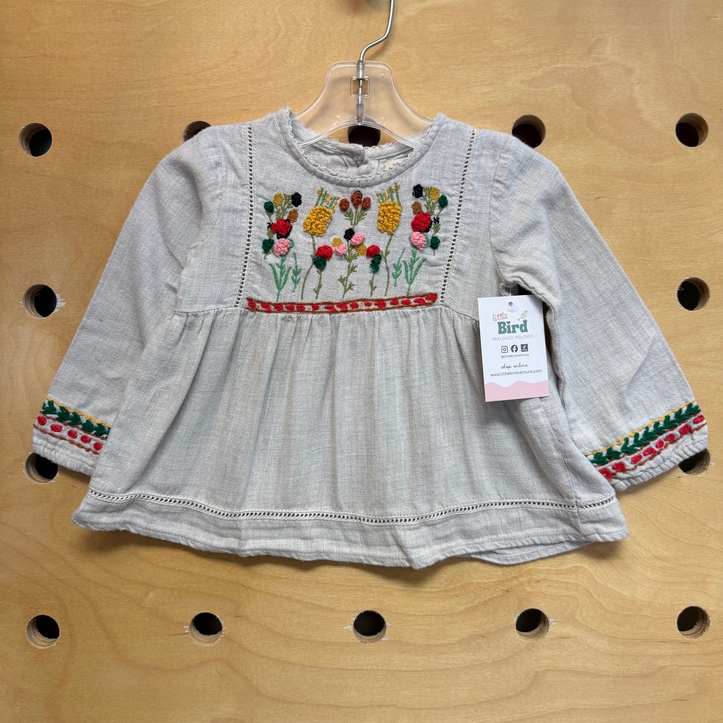 Greige Embroidered Top