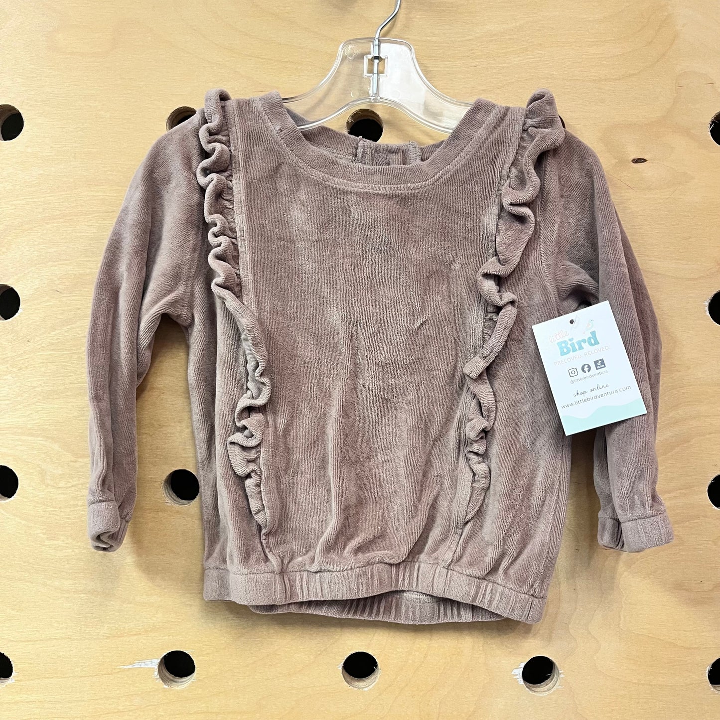Organic Brown Velour Ruffle LS