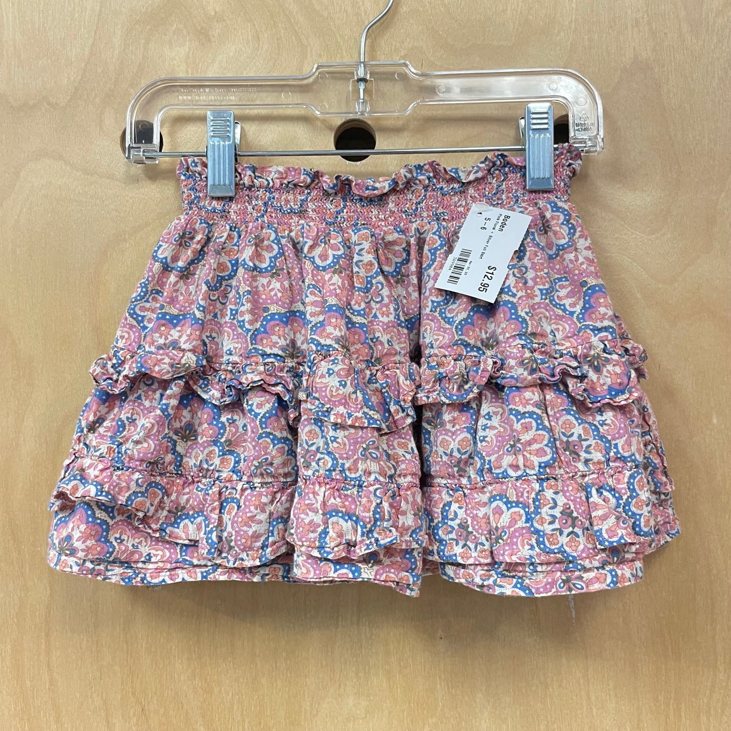 Pink Floral + Silver Foil Skirt
