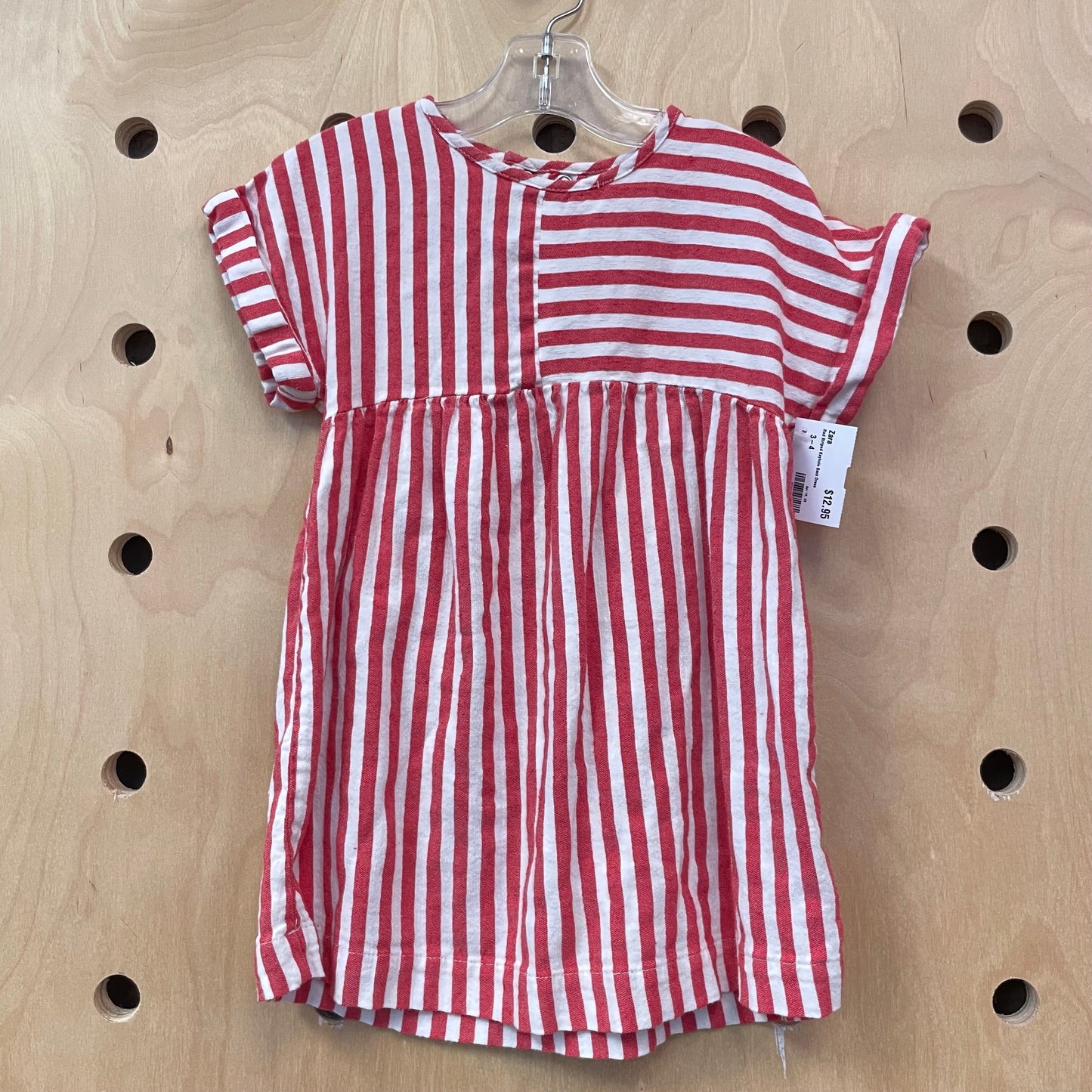 Red Striped Keyhole Back Dress