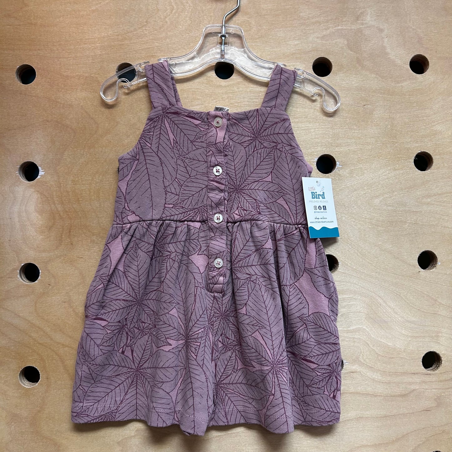 Organic Purple Leaf Button Romper