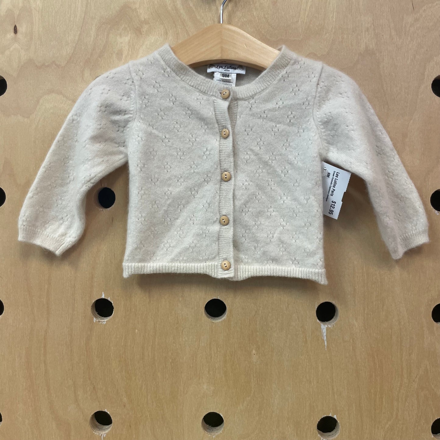Cream Pointelle Cashmere Cardigan