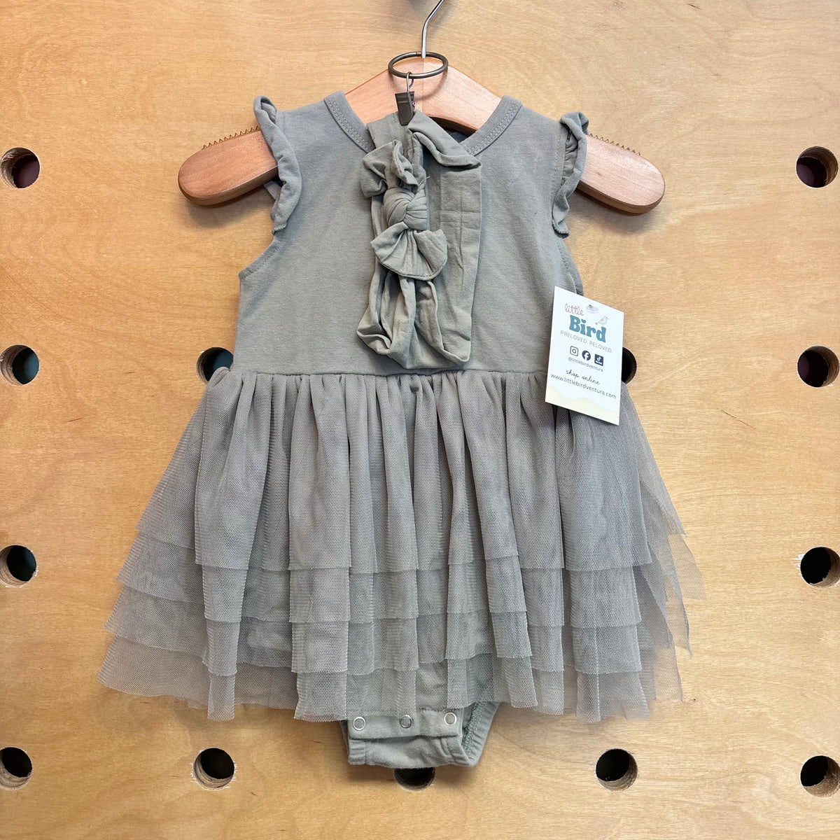 Green Organic Tulle Dress w/ Headband