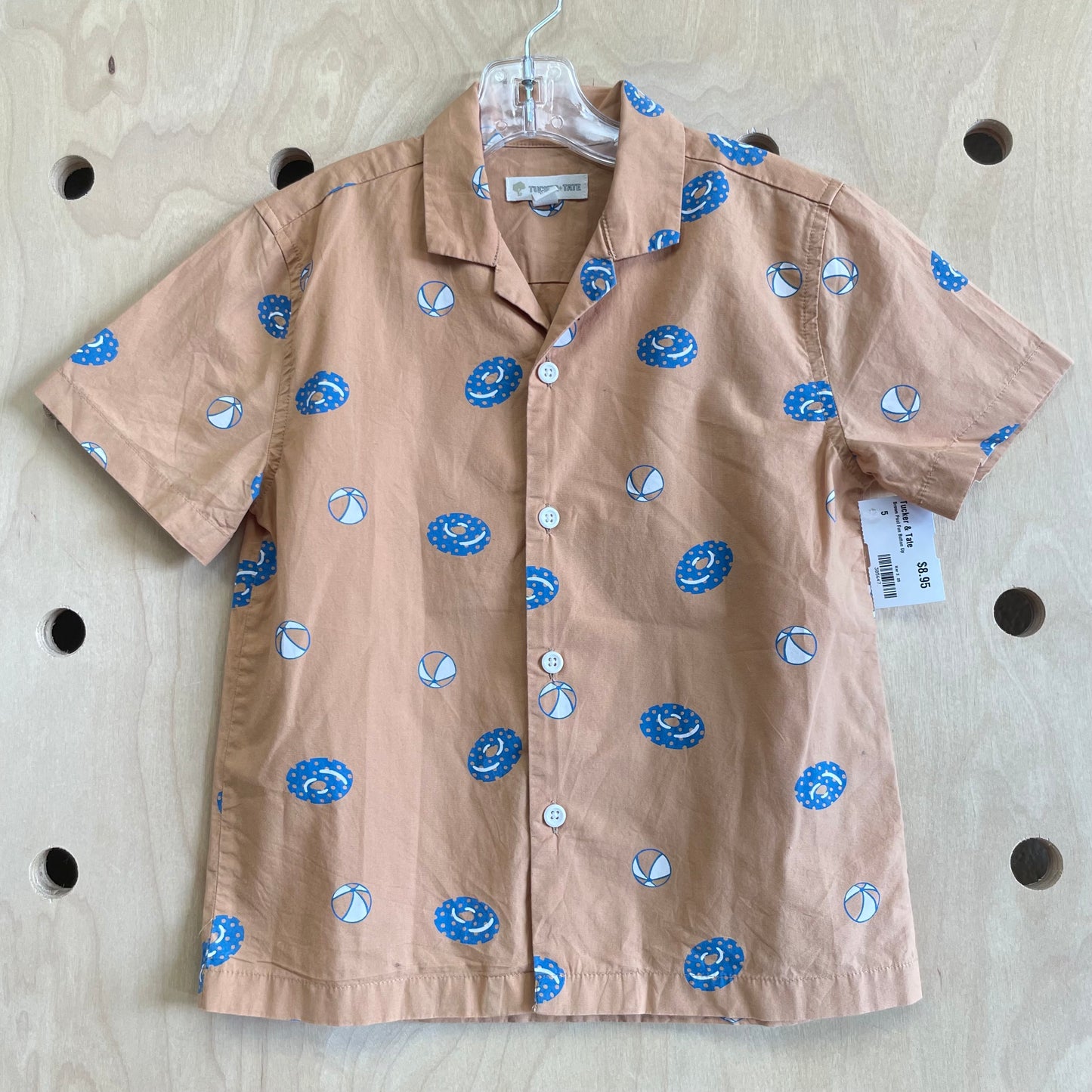 Brown Pool Fun Button Up