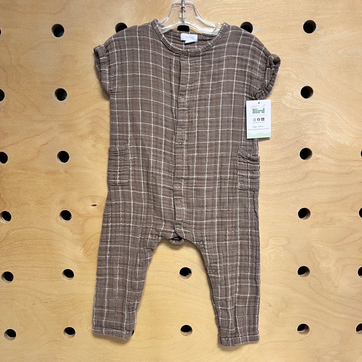 Brown/White Gauze Romper