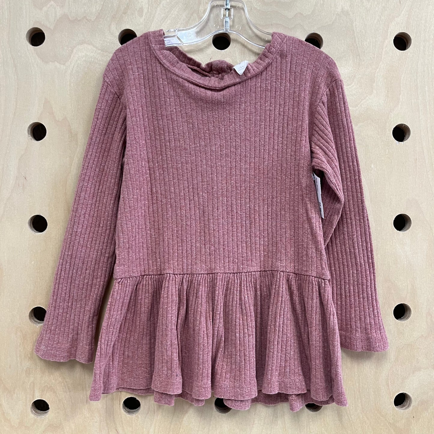 Pink Ribbed Peplum Top