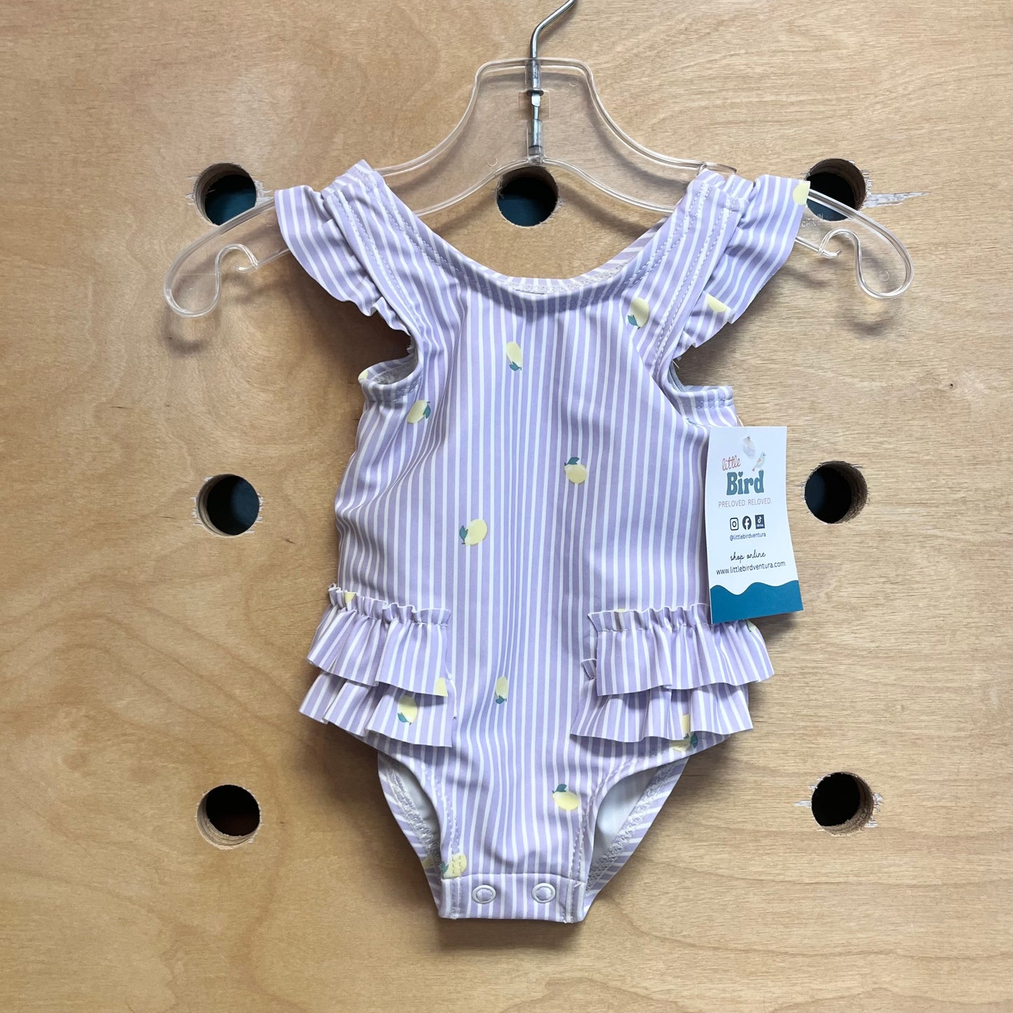 Striped Lemons Ruffle Swimsuit
