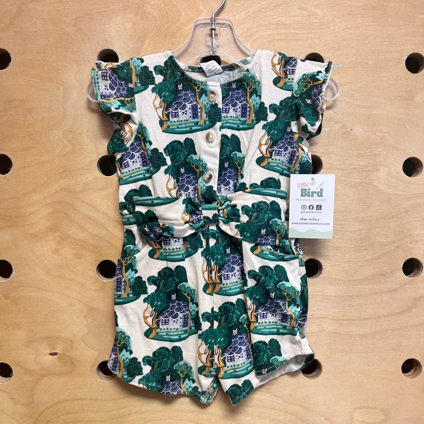 Cream Trees & House Organic Romper