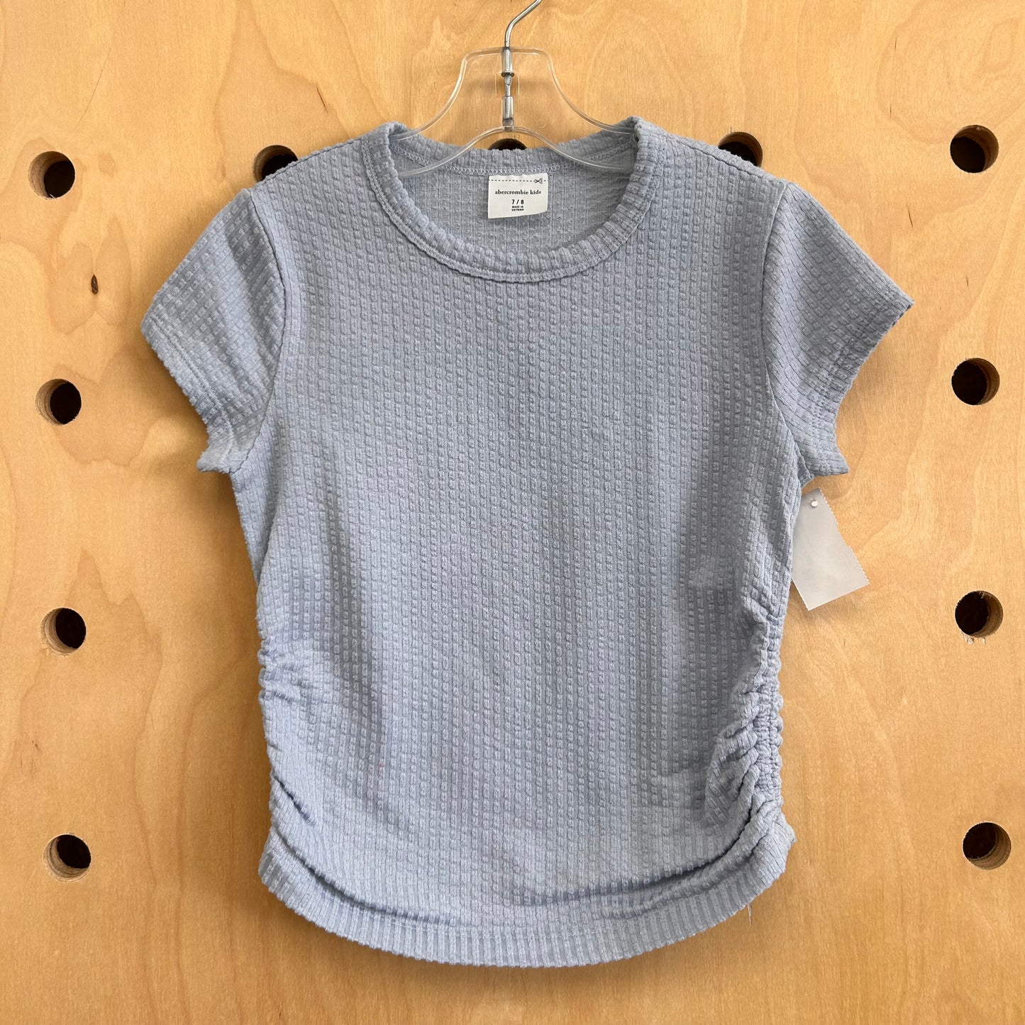 Blue Ribbed Scrunched Top