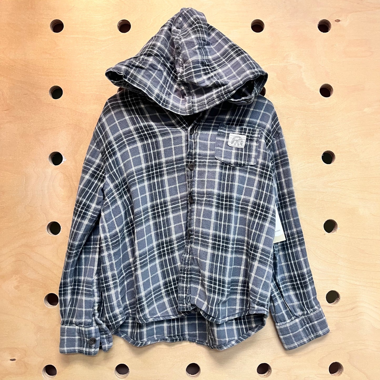 Grey Plaid Hoodie Flannel
