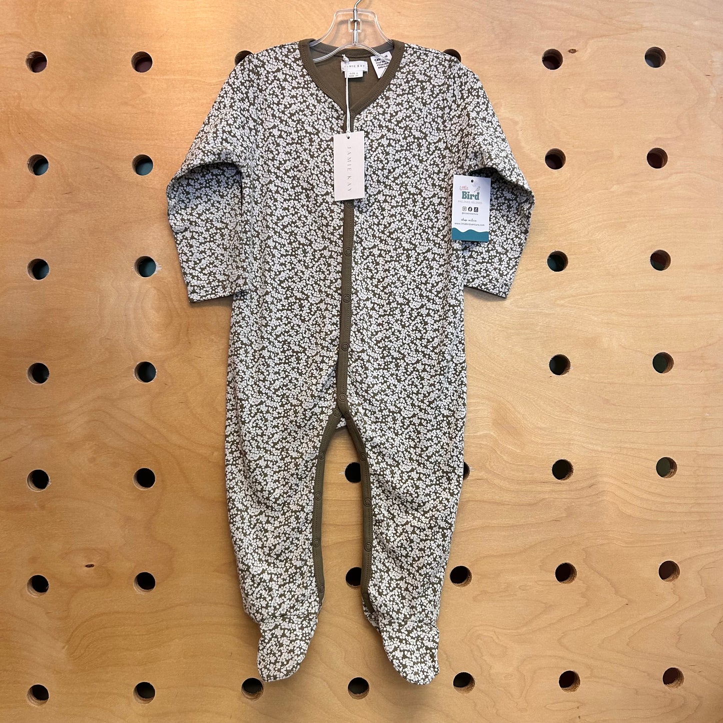 Green Floral Organic Snap Footies NEW!!