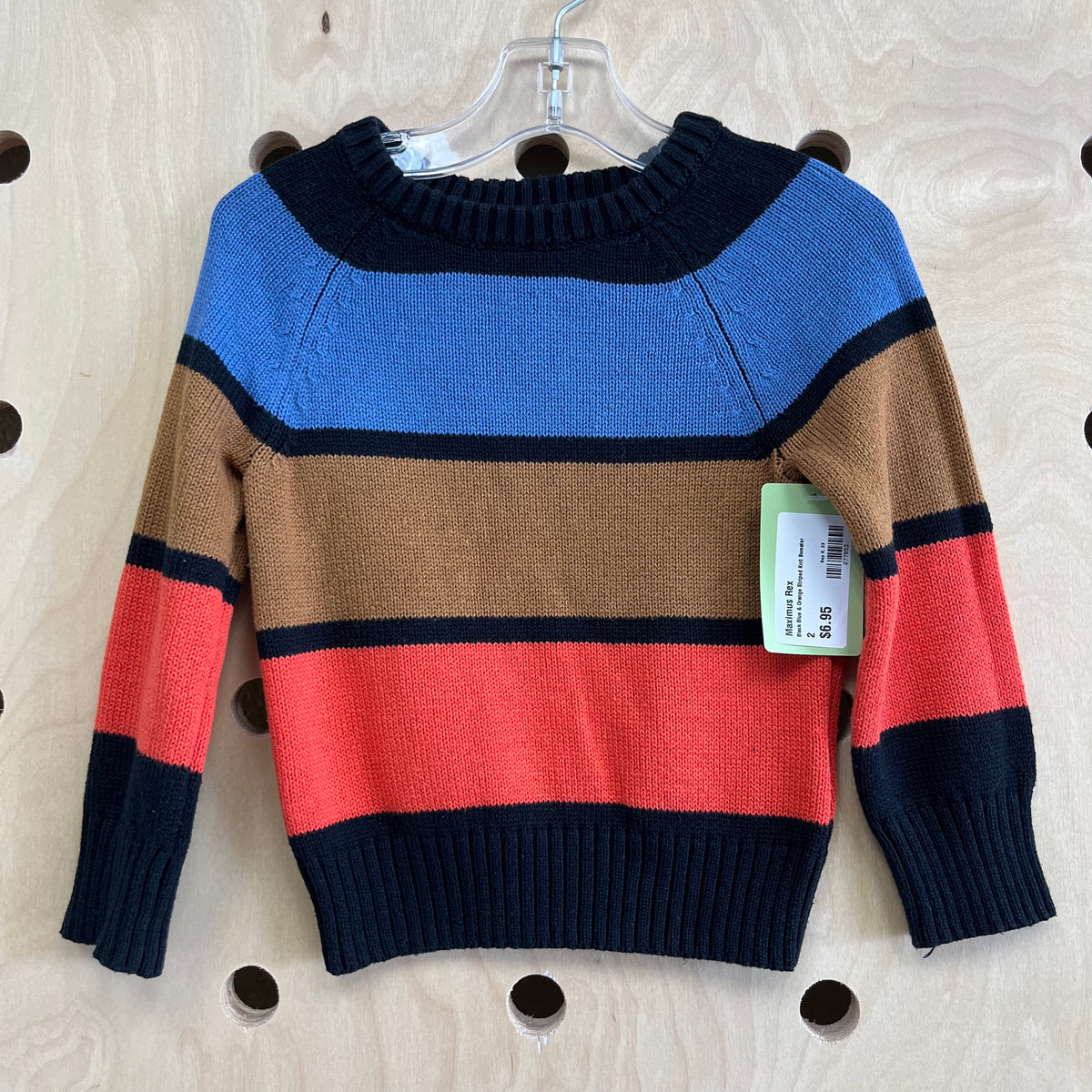 Black Blue & Orange Striped Knit Sweater