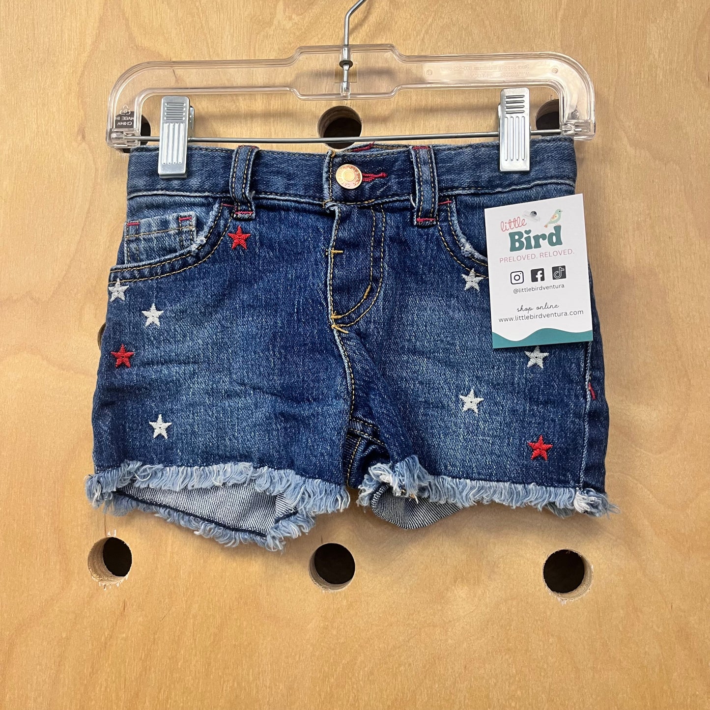 Red & White Stars Denim Shorts