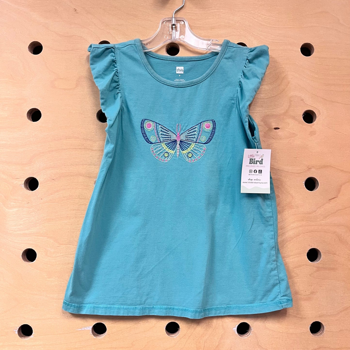 Seafoam Embroidered Butterfly Tee