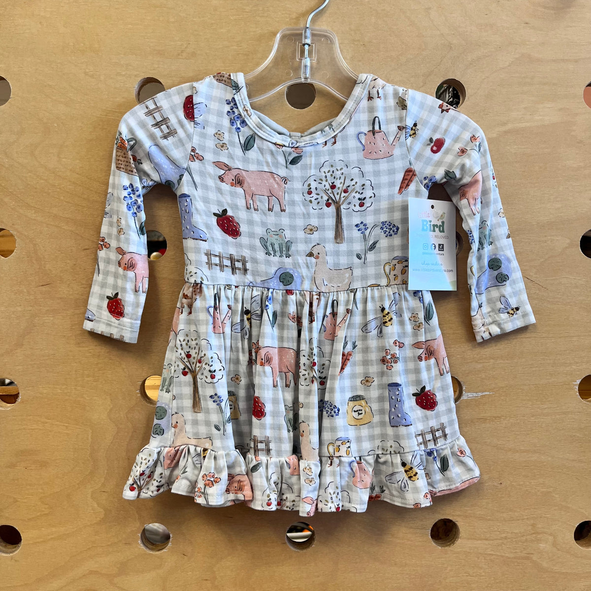 Bamboo Plaid Barnyard Animals Dress