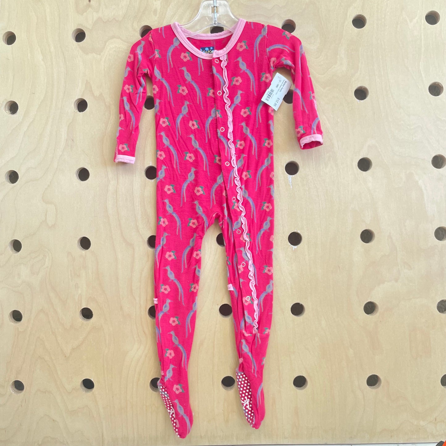 Pink Bird Bamboo Ruffle Zippy
