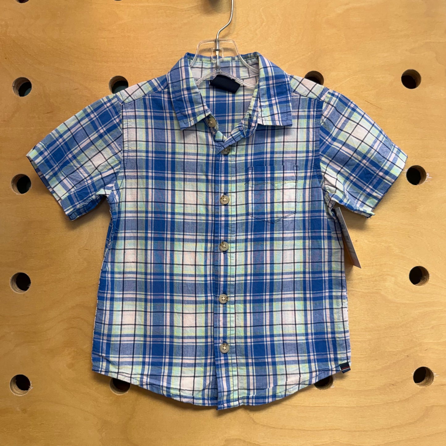 Blue/Pink Plaid Button Up Shirt