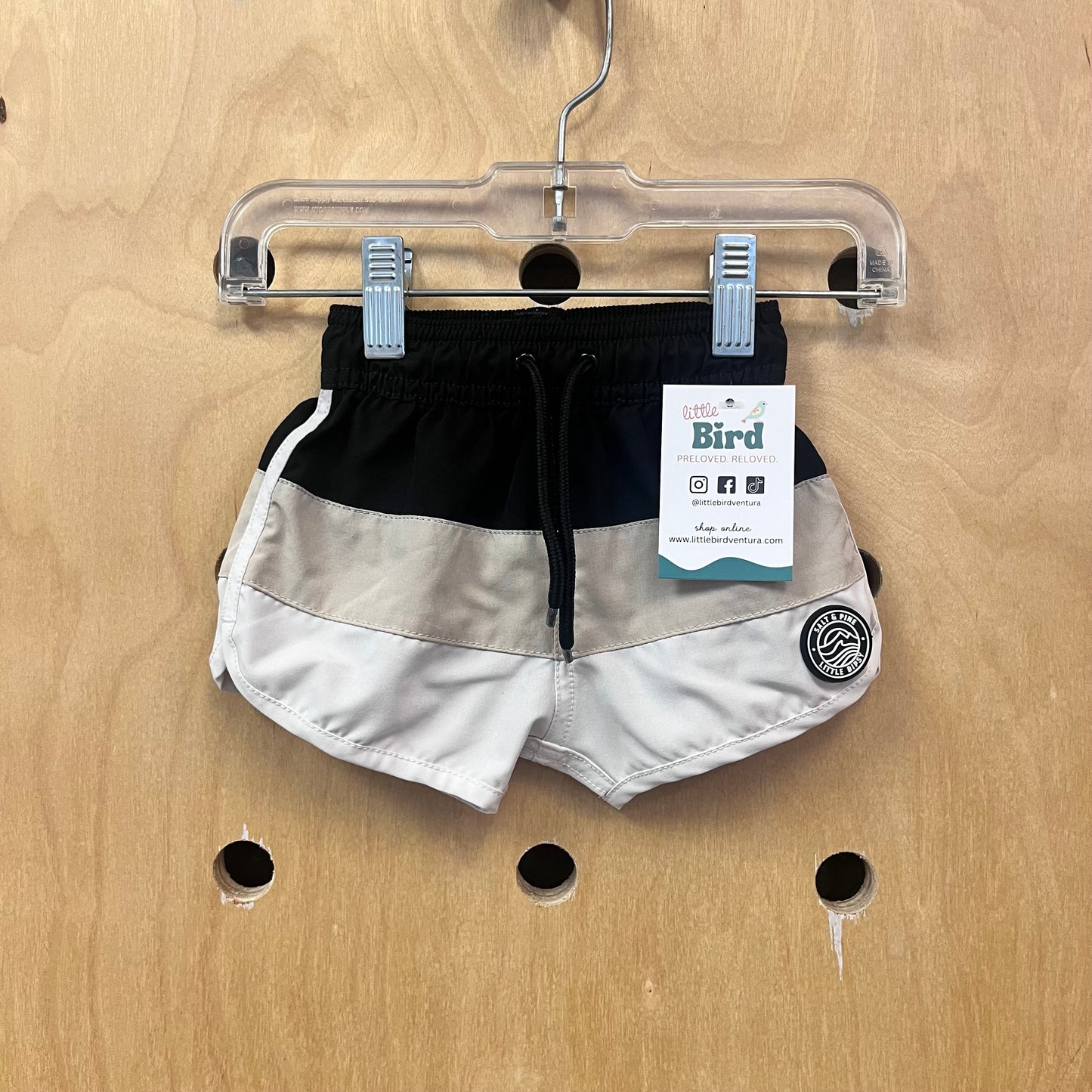 Black & Taupe Swim Trunks
