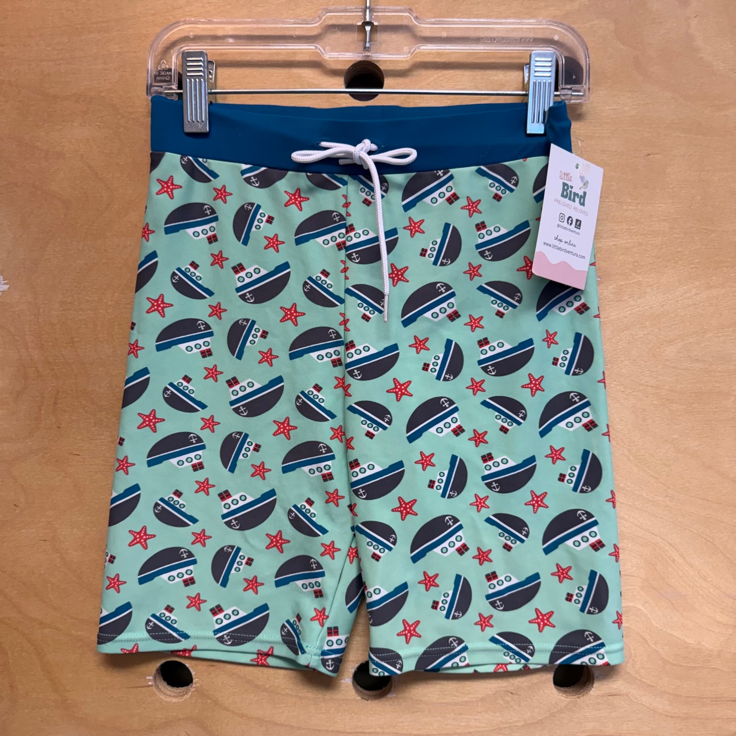 Blue/Green Boats Swim Trunks