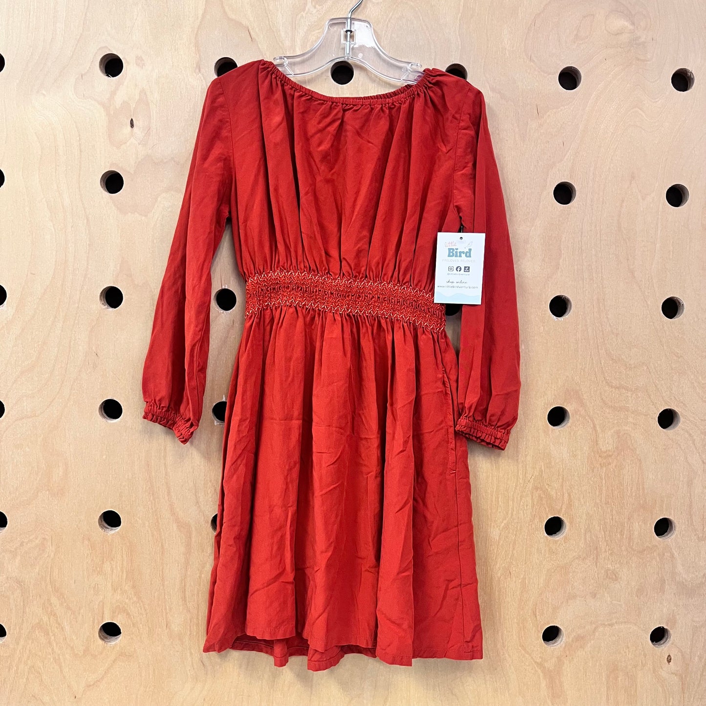 Orange Smocked Waist Dress