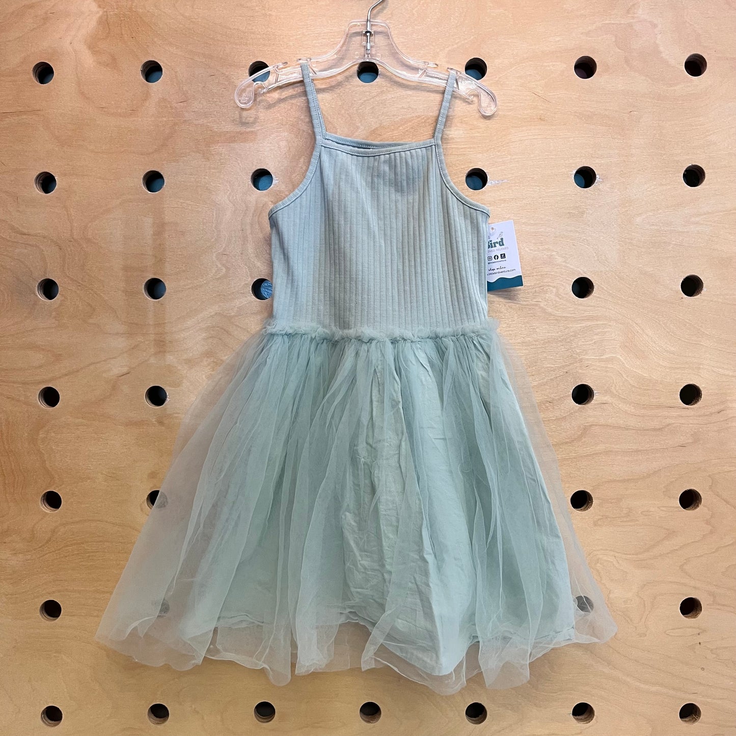 Green Ribbed Tulle Dress