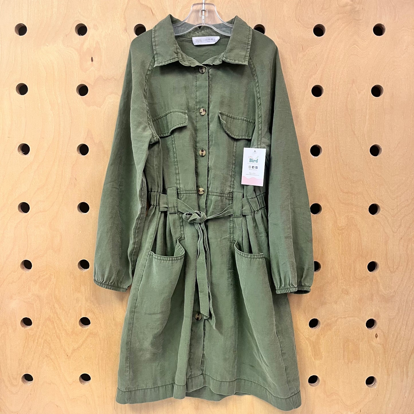 Army Green Button Up Dress