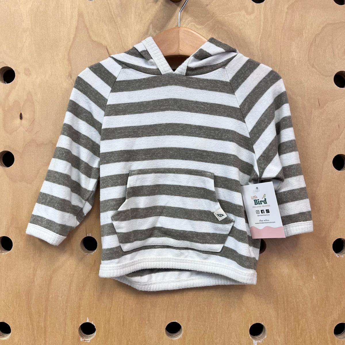 Olive/Ivory Knit Rayon-Blend Hoodie
