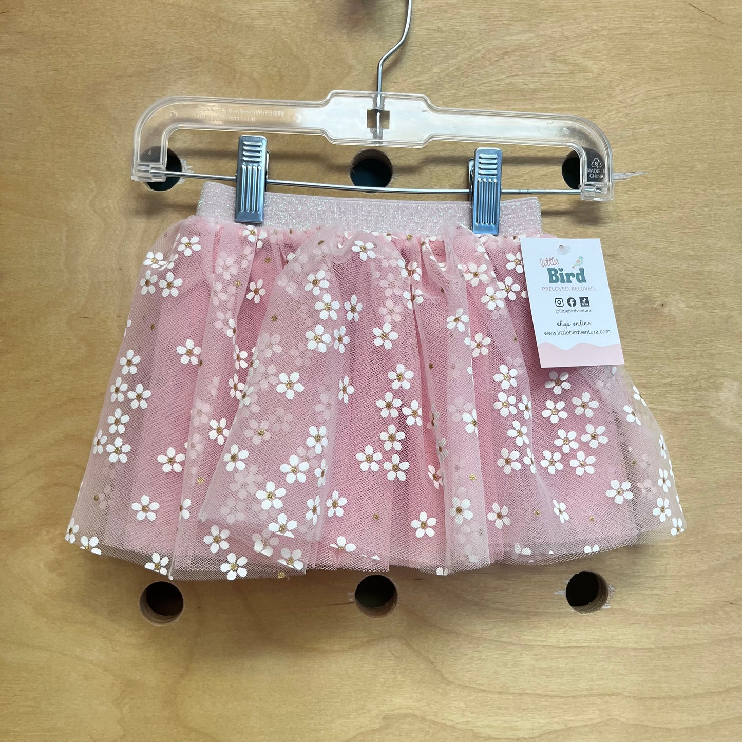 Pink/White Flowers Tulle Skirt