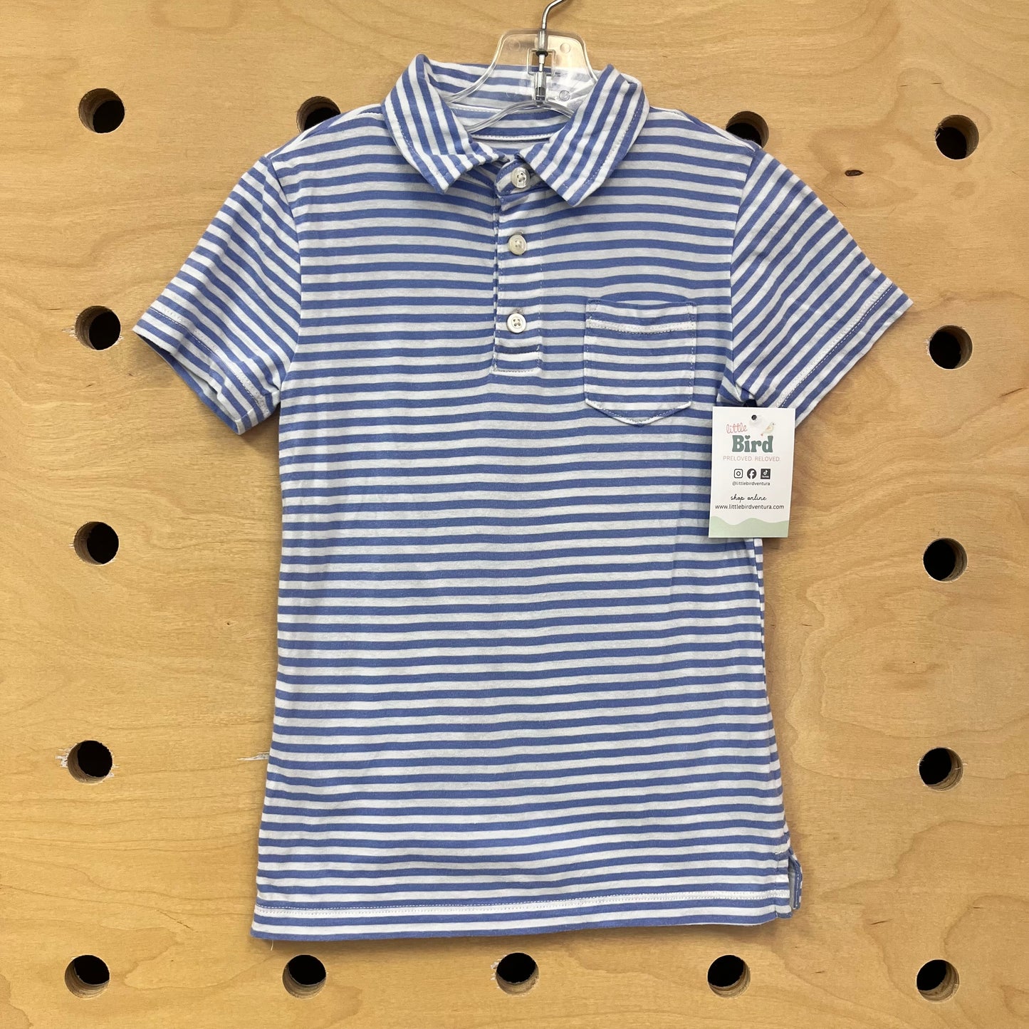 Blue/White Henley Cotton Tee