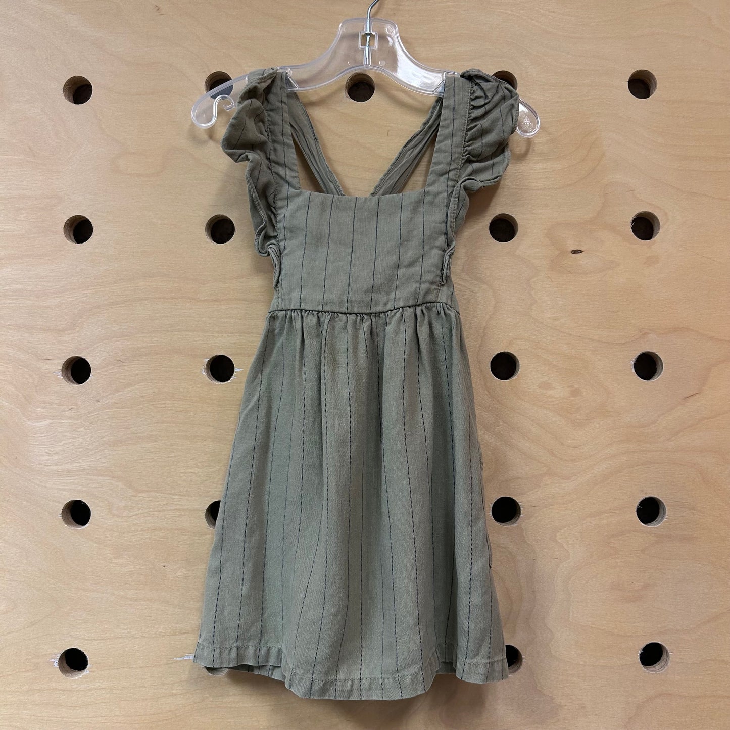 Pinstriped Fluttersleeve Cotton Dress