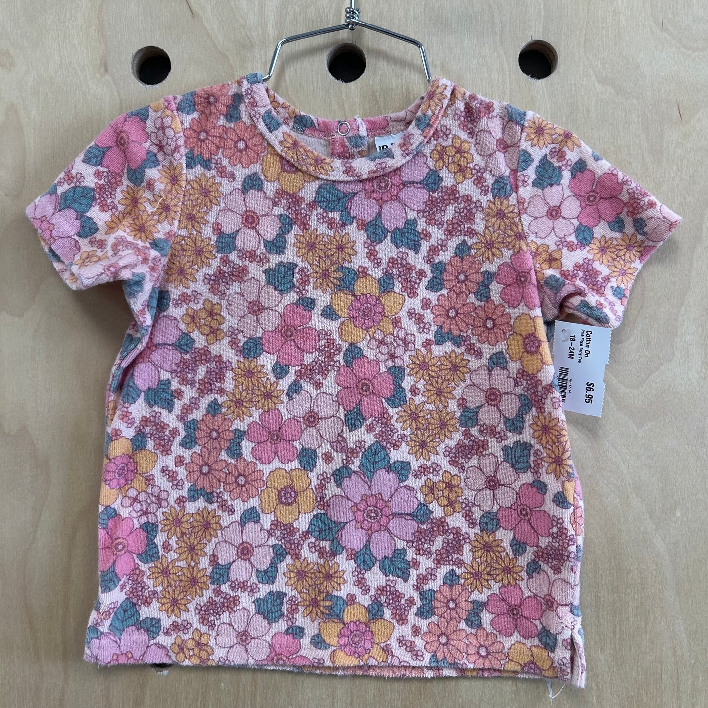 Pink Floral Terry Top