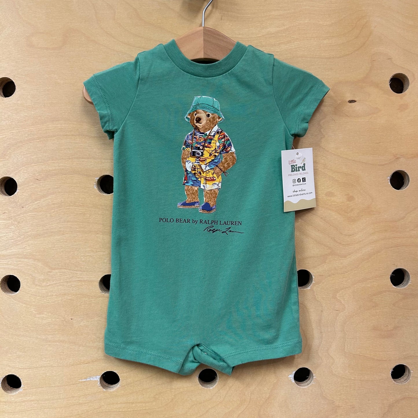 Green Vacation Bear Romper