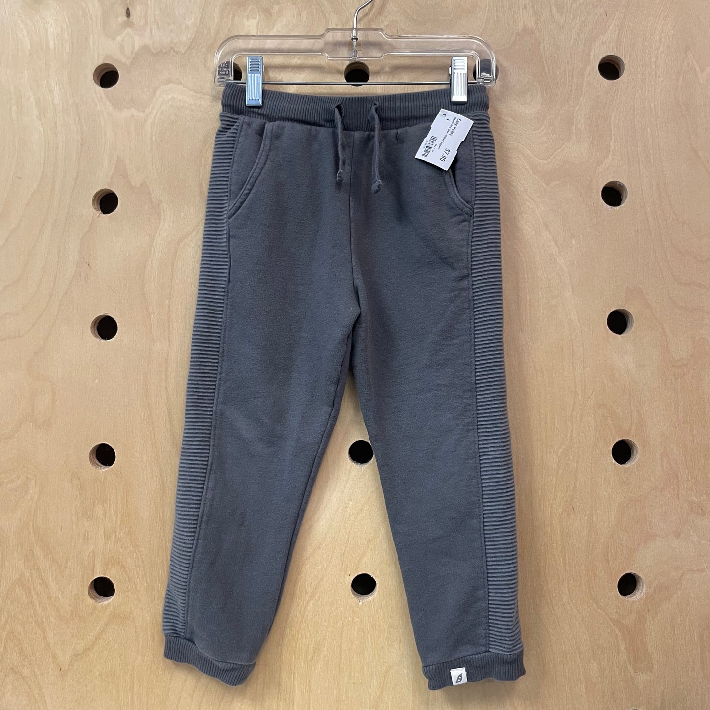 Organic Grey Side-Ribbed Joggers