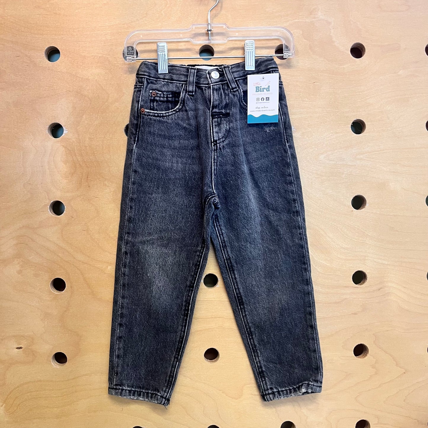 Grey Distressed Taper Denim