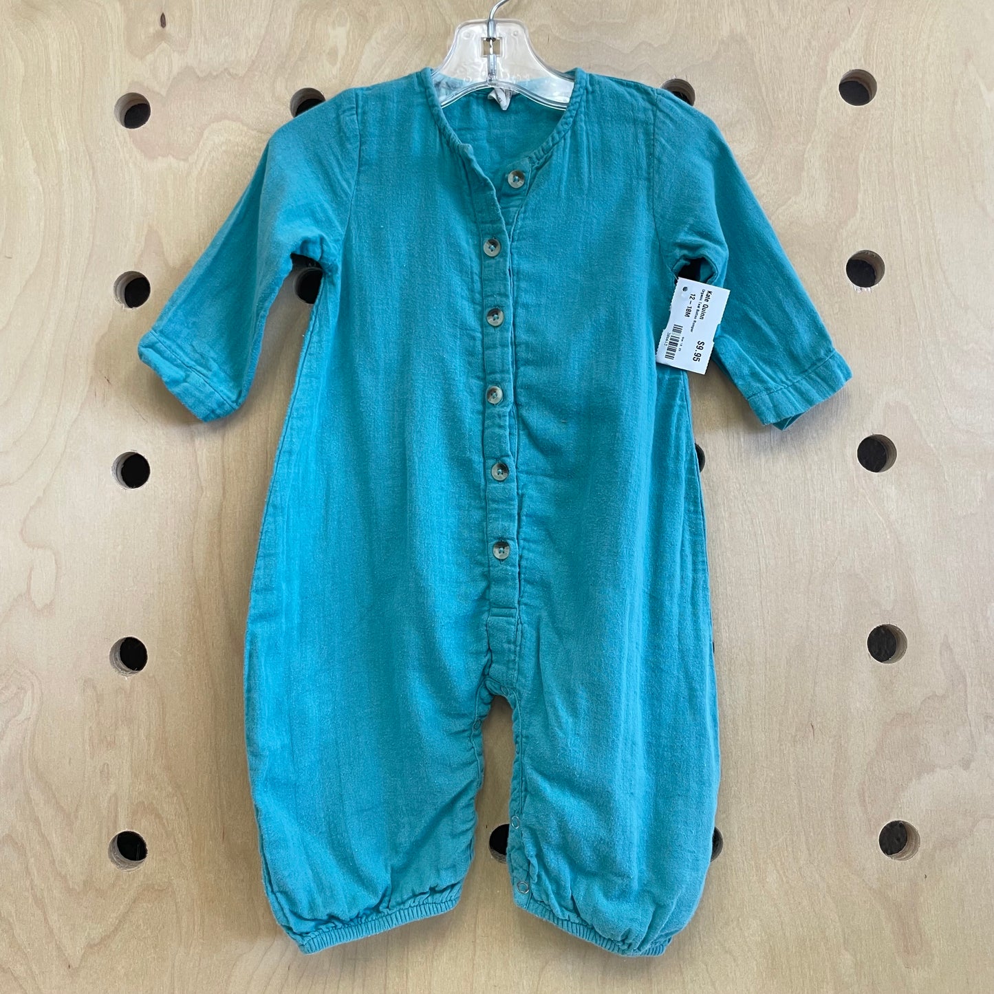 Organic Teal Button Romper