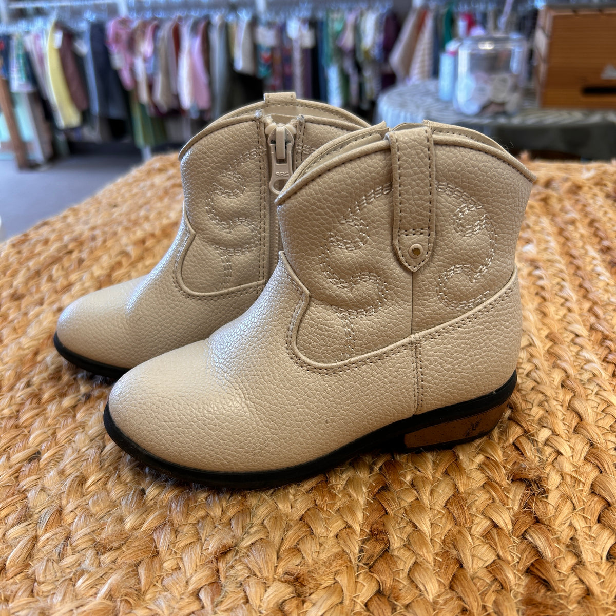 Cream Memphis Western Zip Up Boots