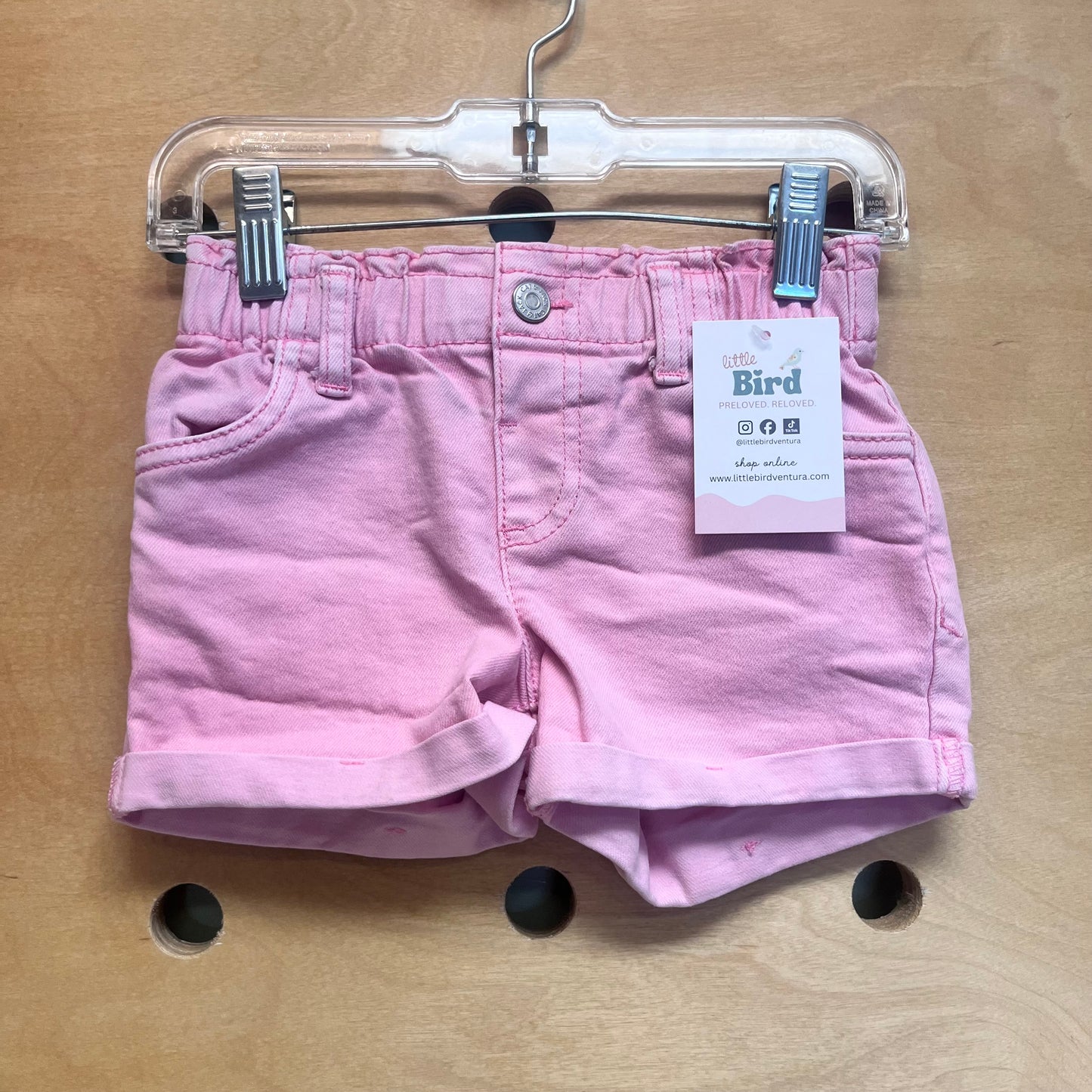 Pink Cuffed Denim Shorts