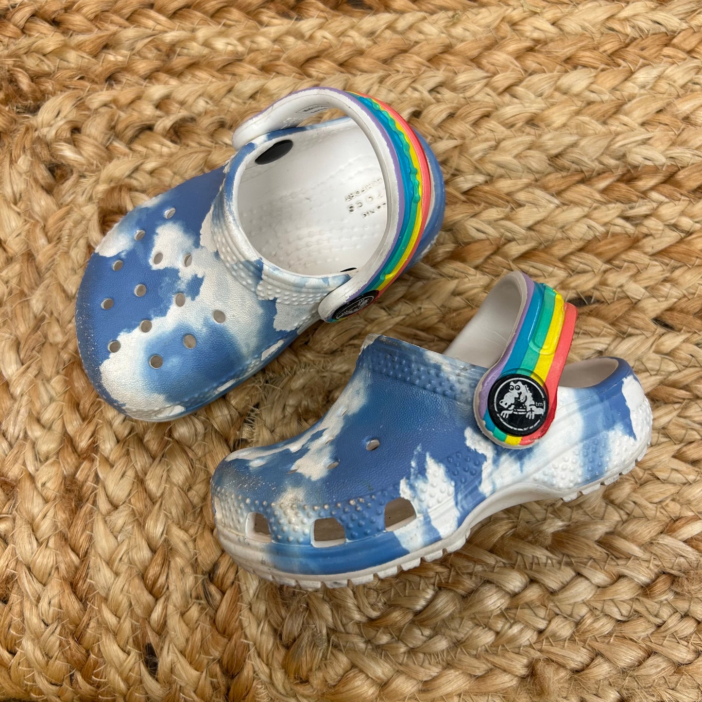 Blue Cloud Rainbow Strap Clogs