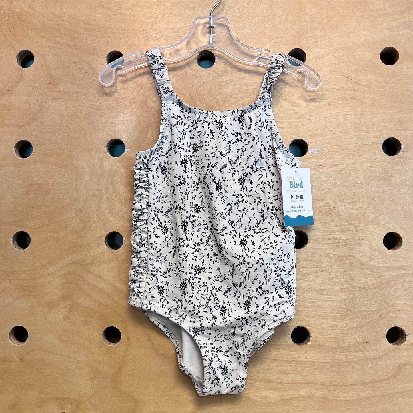 White/Black Floral Swimsuit