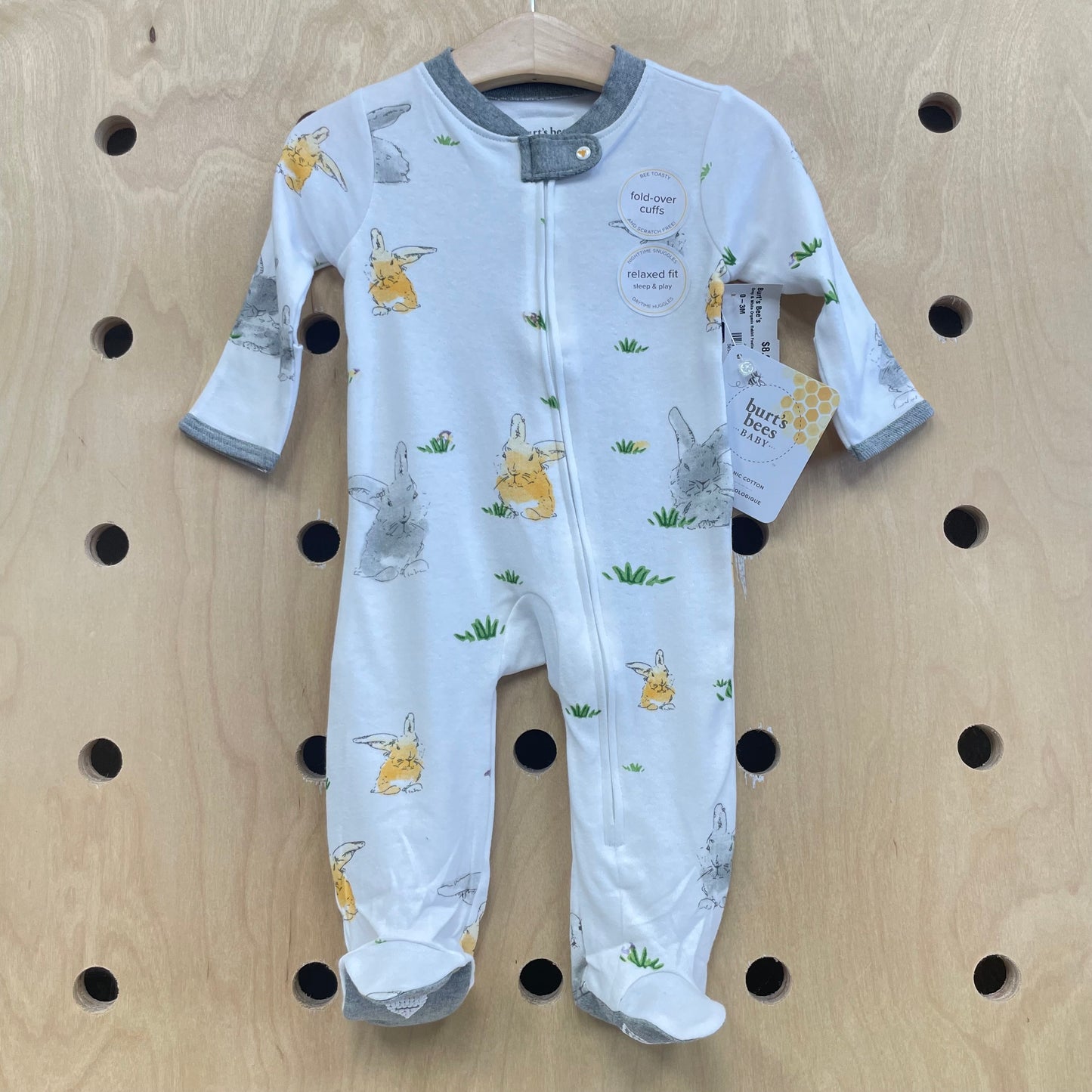 Grey & White Organic Rabbit Footies NEW!