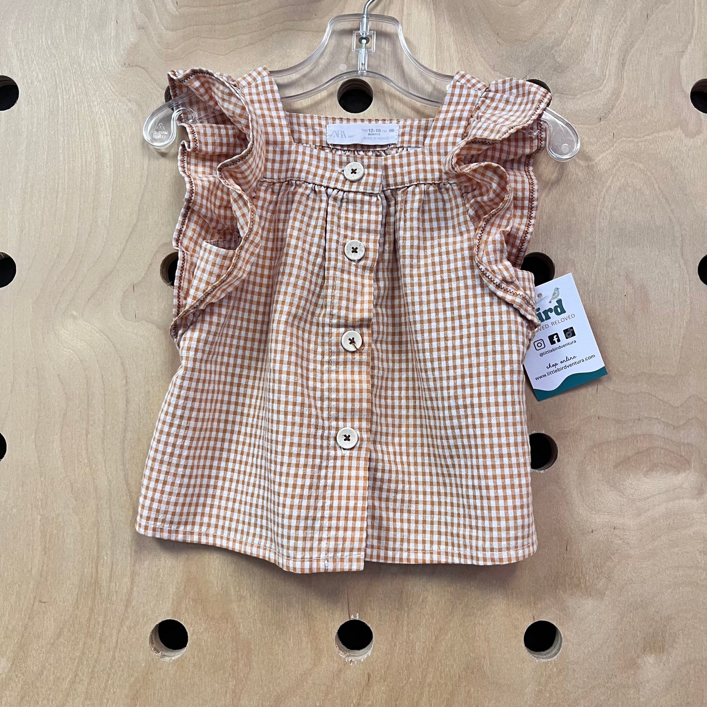 Orange Gingham Button Up Tank