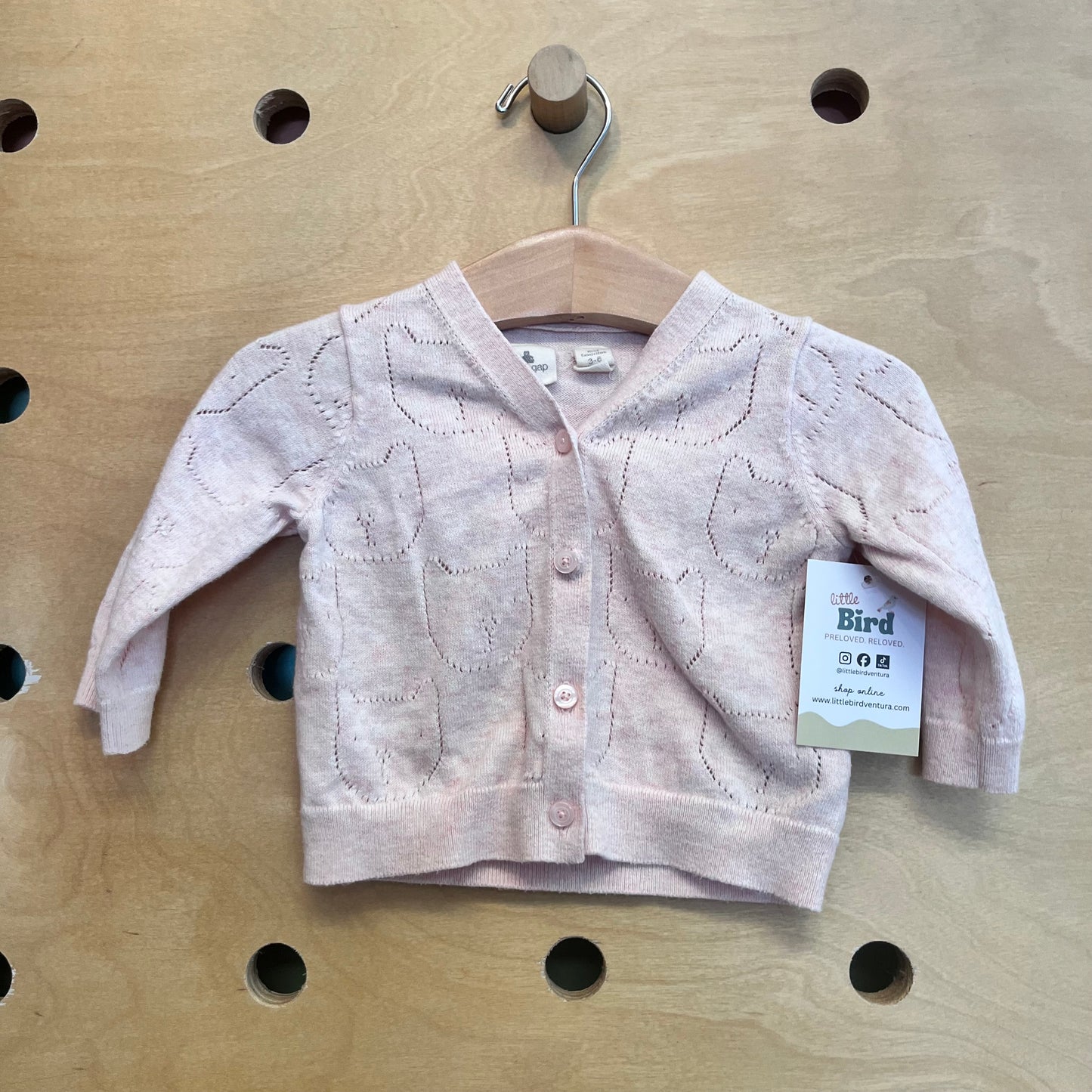 Pink Pointelle Kitty Cardigan