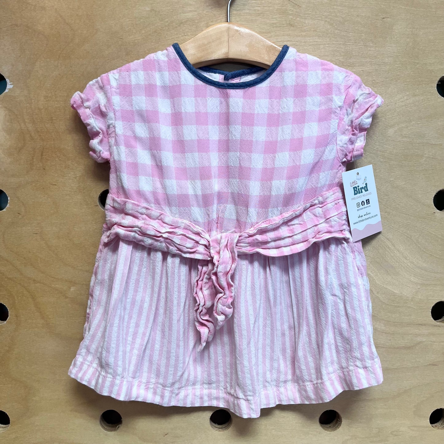 Pink Gingham Striped Dress