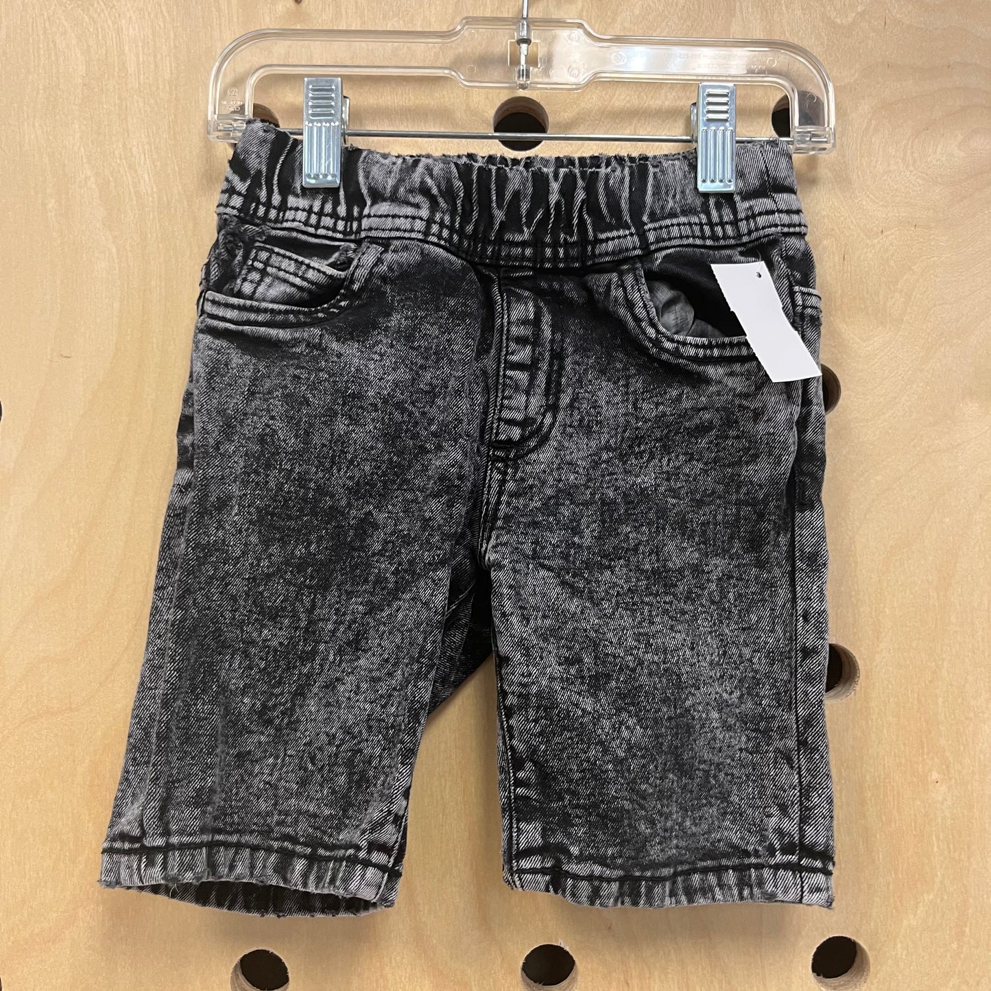 Black Acid Wash Denim Shorts