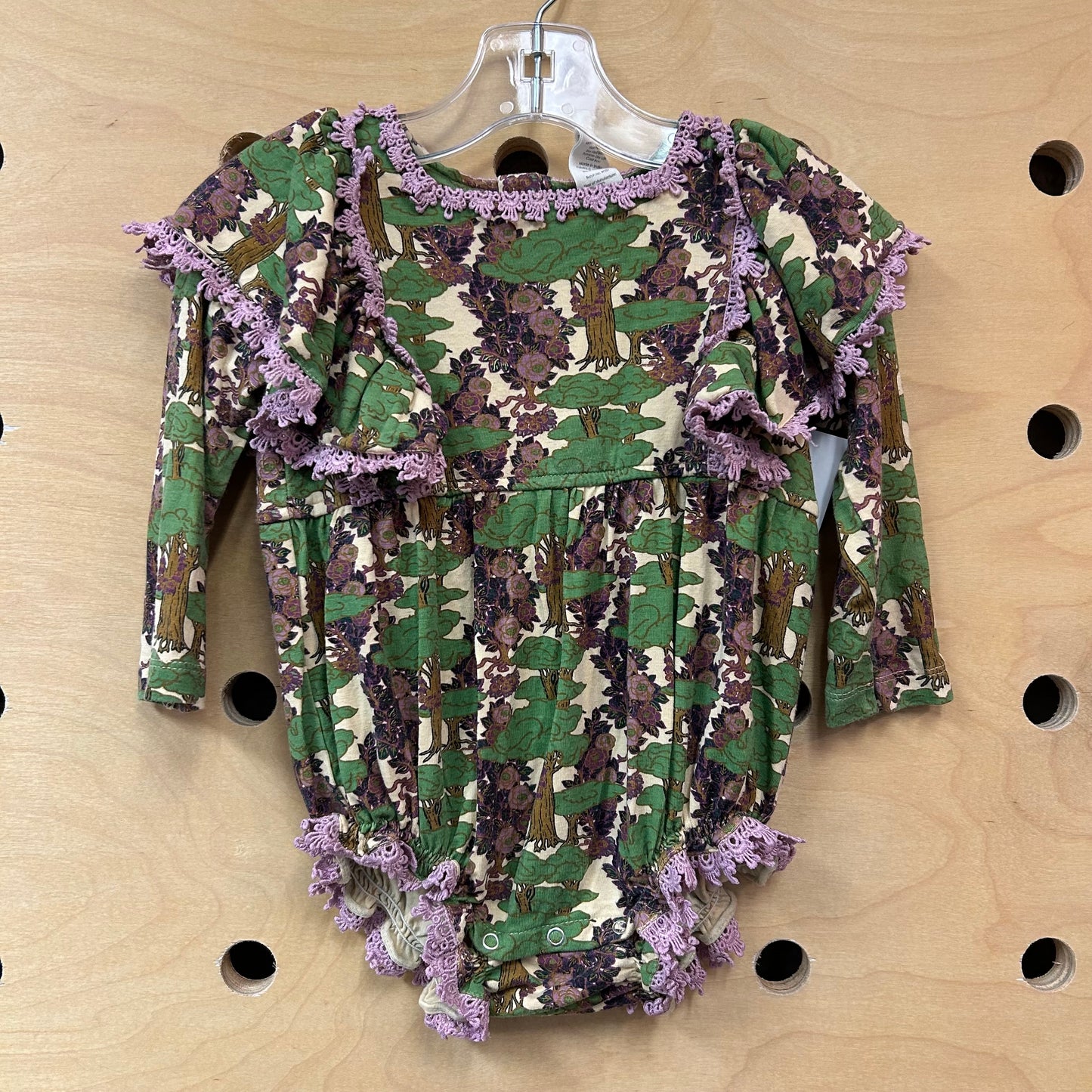 Purple Eyelet & Trees Bamboo Romper