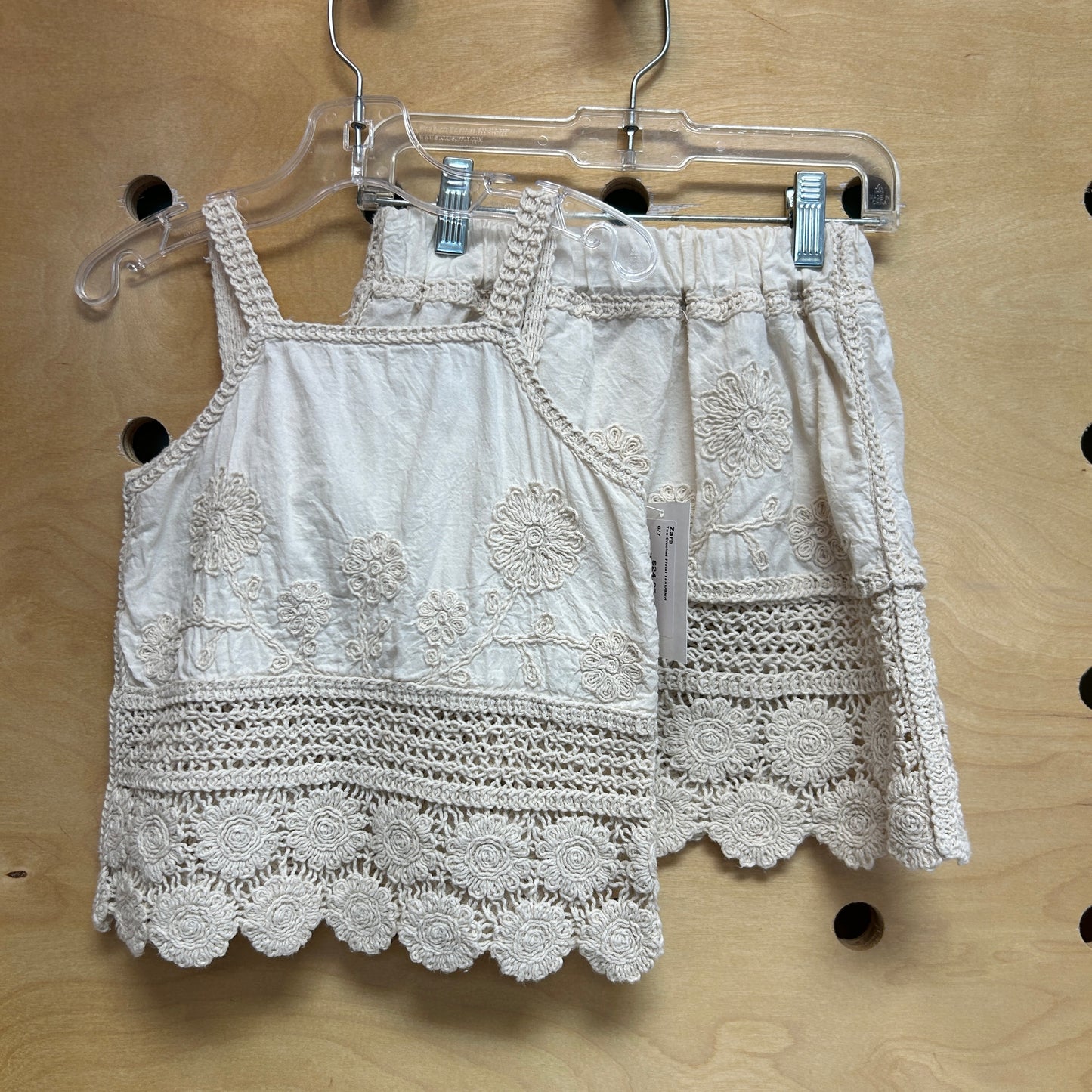 Tan Crochet Floral Tank/Skirt