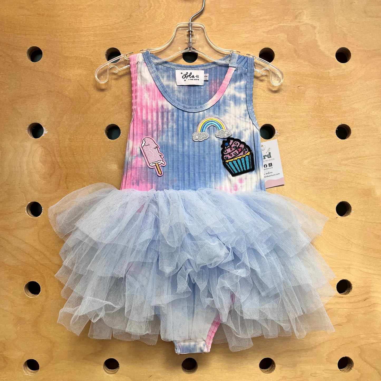 Blue Tie Dye Patches Tutu Dress