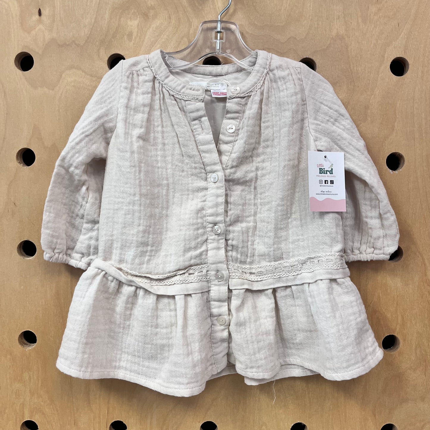 Cream Gauze Tunic Dress