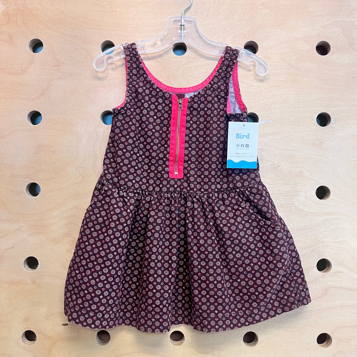 Brown Cord Circles 1/4 Zip Dress