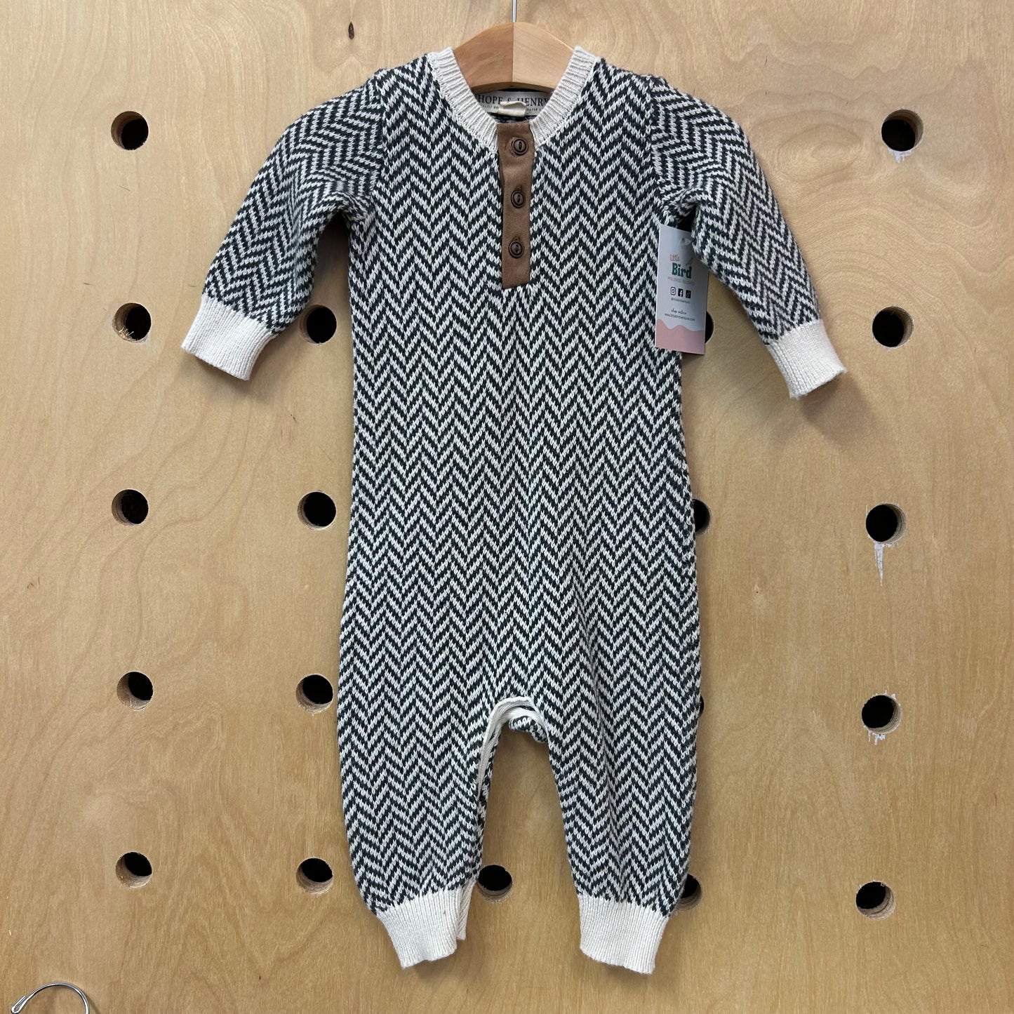 Blue & Cream Knit Romper